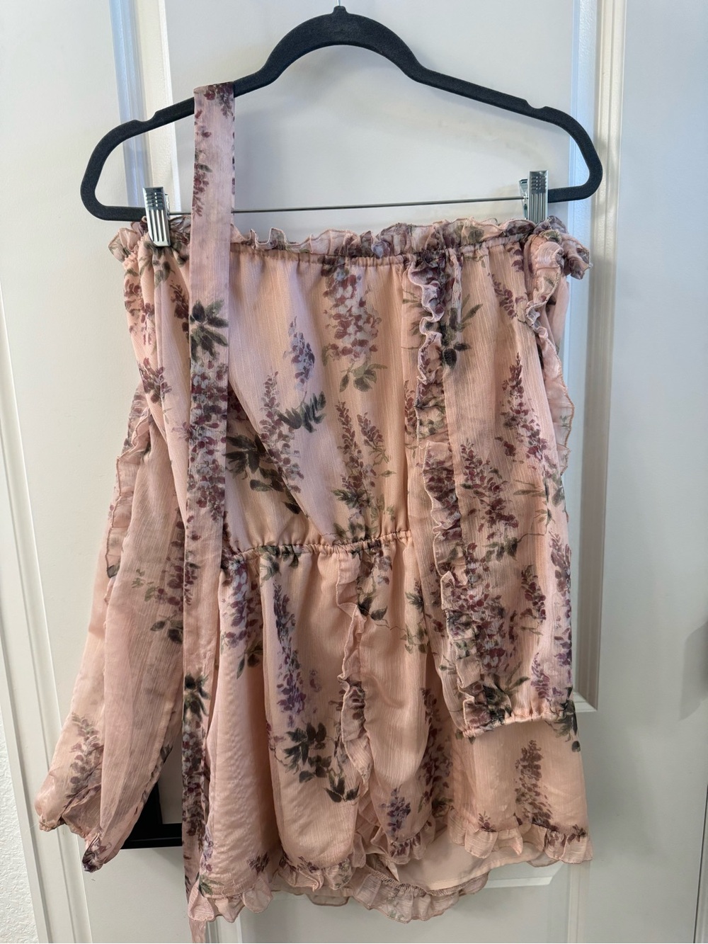 Goodnight Macaroon Blush Floral Ruffle Romper